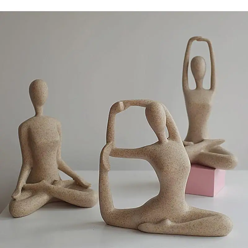 

Sandstone Texture Character Resins Crafts Statue Desk Decoration Ornaments Modern Decor Yoga Figures Sculpture Abstract Artwork