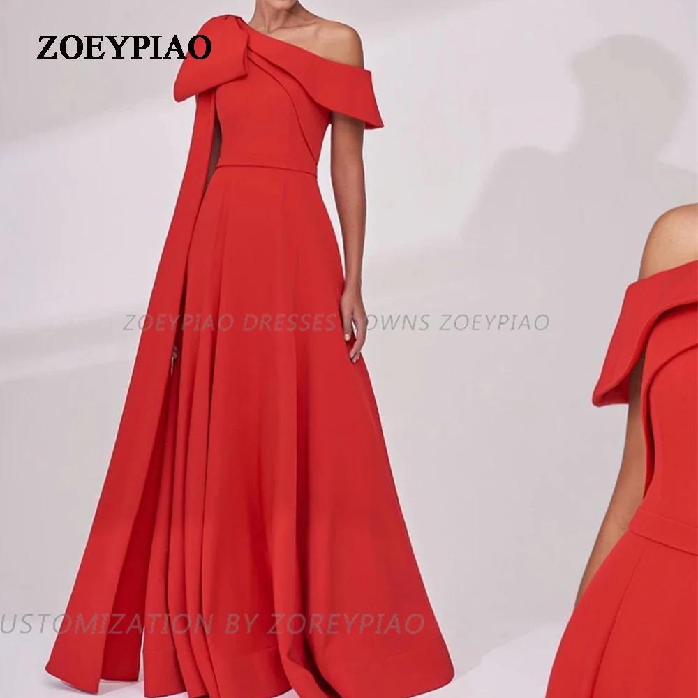 

Red Tiered A-line Prom Dress Floor Length Homecoming Dresses Custom Made Women Clothes Elegant One Shoulder Pretty Gown