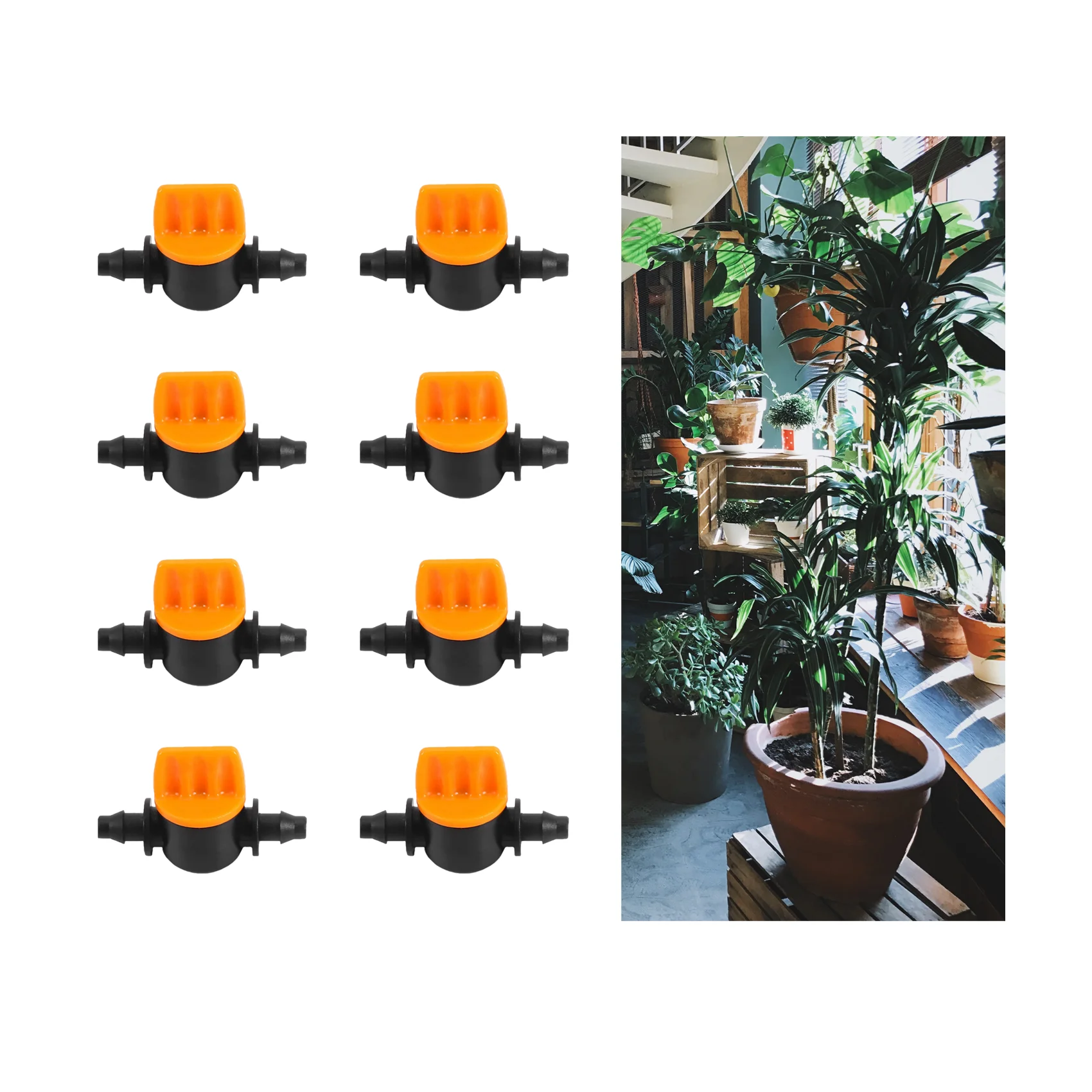 

10PCS Mini Valve with 4/7mm Hose Garden Irrigation Barbed Water flow control Agriculture tools Drip Irrigation Fittings