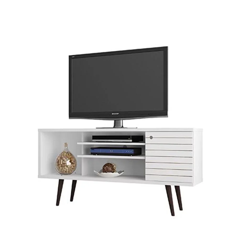 

TV cabinet Open Storage 5 Shelves and 1 Door TVs for up to 50"Charcoal home furniture stand modern TVes stand Shelves,White