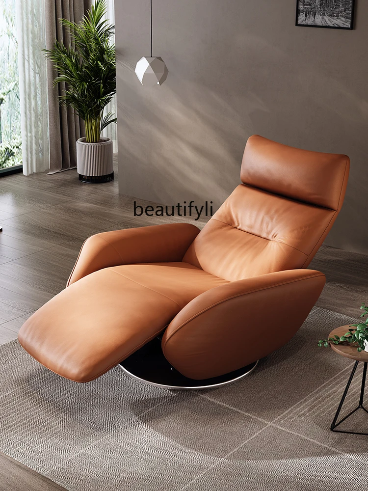 

Single Sofa Retractable Electric Multifunctional Recliner Lazy Living Room First Floor Cowhide Single Chair