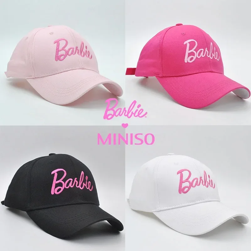 

2023 New MINISO Barbie Y2k Knitted Hat Pink Women's Hat Baseball Cap Peaked Cap Korean Ins Anime Kawaii Cute Creative Girls Gift