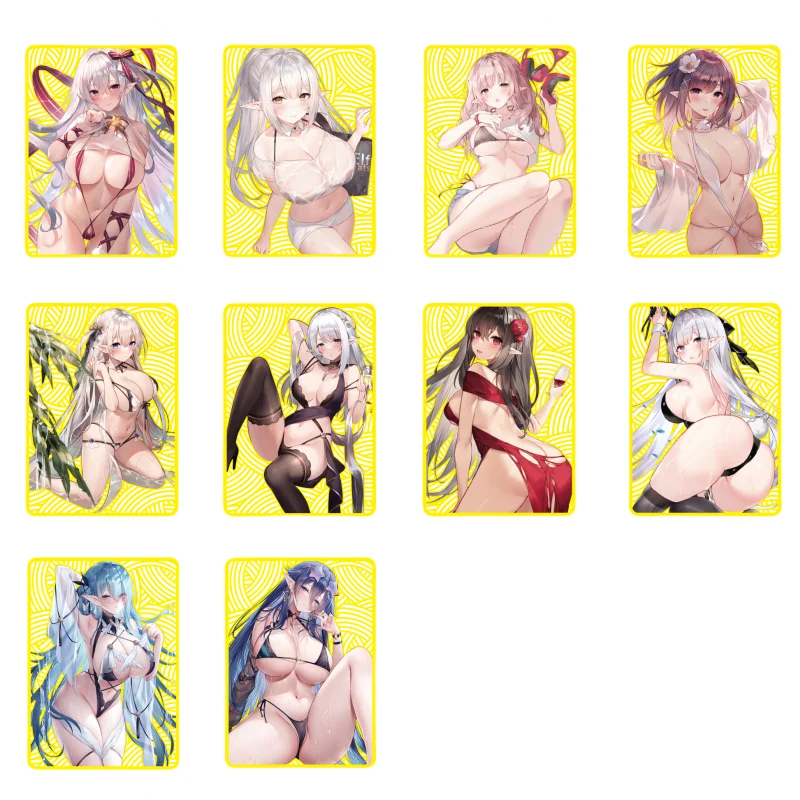 

1Pcs/Set ACG Metal Cards Anime Game Characters Underwear Swimsuit Girl Hollow Carved Relief Oiled Boobs Elf Collection Cards Toy