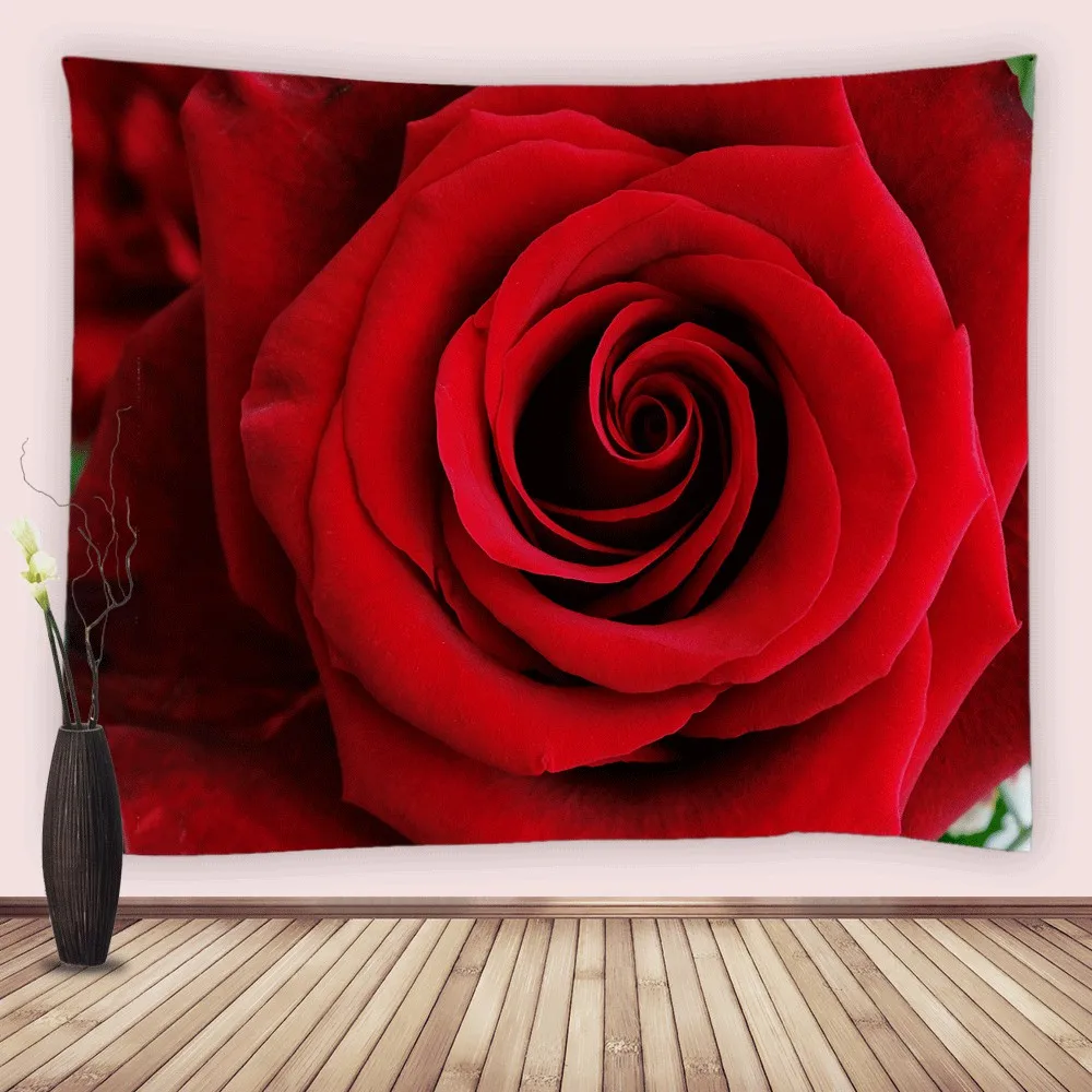 

Valentine's Day Flower Tapestry Wall Hanging Red Roses Floral Tapestries Backdrop Fabric Bedroom Room Dorm Party Decor Girl Gift