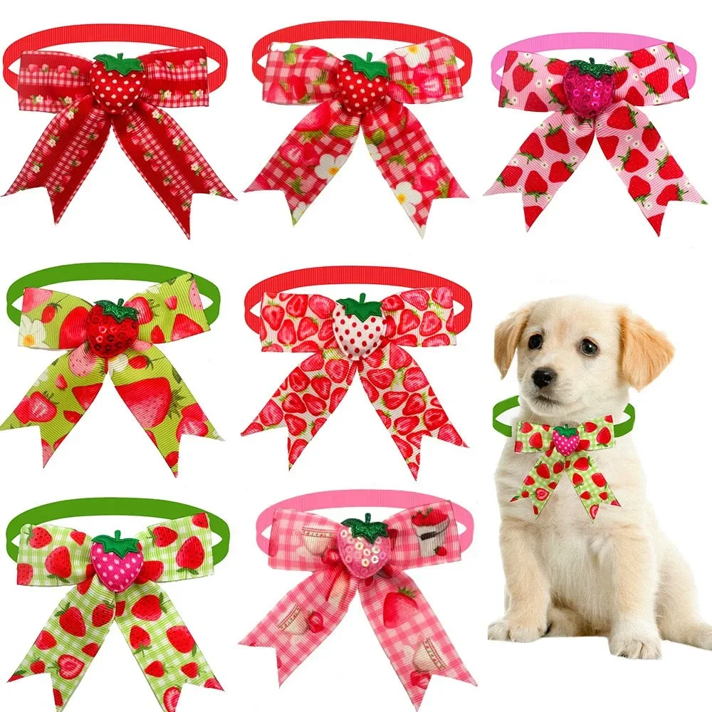 

Bow Pattern 50/100pcs Cat Dog Supplies Pet Bowties Strawberry Bowtie Grooming Small Accessories Tie Fruit