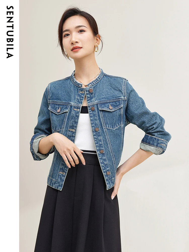 Sentubila 2023 Fall Retro Style Stand Collar Slim-fit Long-sleeve Denim Jacket - Comfortable Pure Cotton W33W51302
Sentubila 2023 Fall Retro Style Stand Collar Slim-fit Long-sleeve Denim Jacket - Comfortable Pure Cotton W33W51302