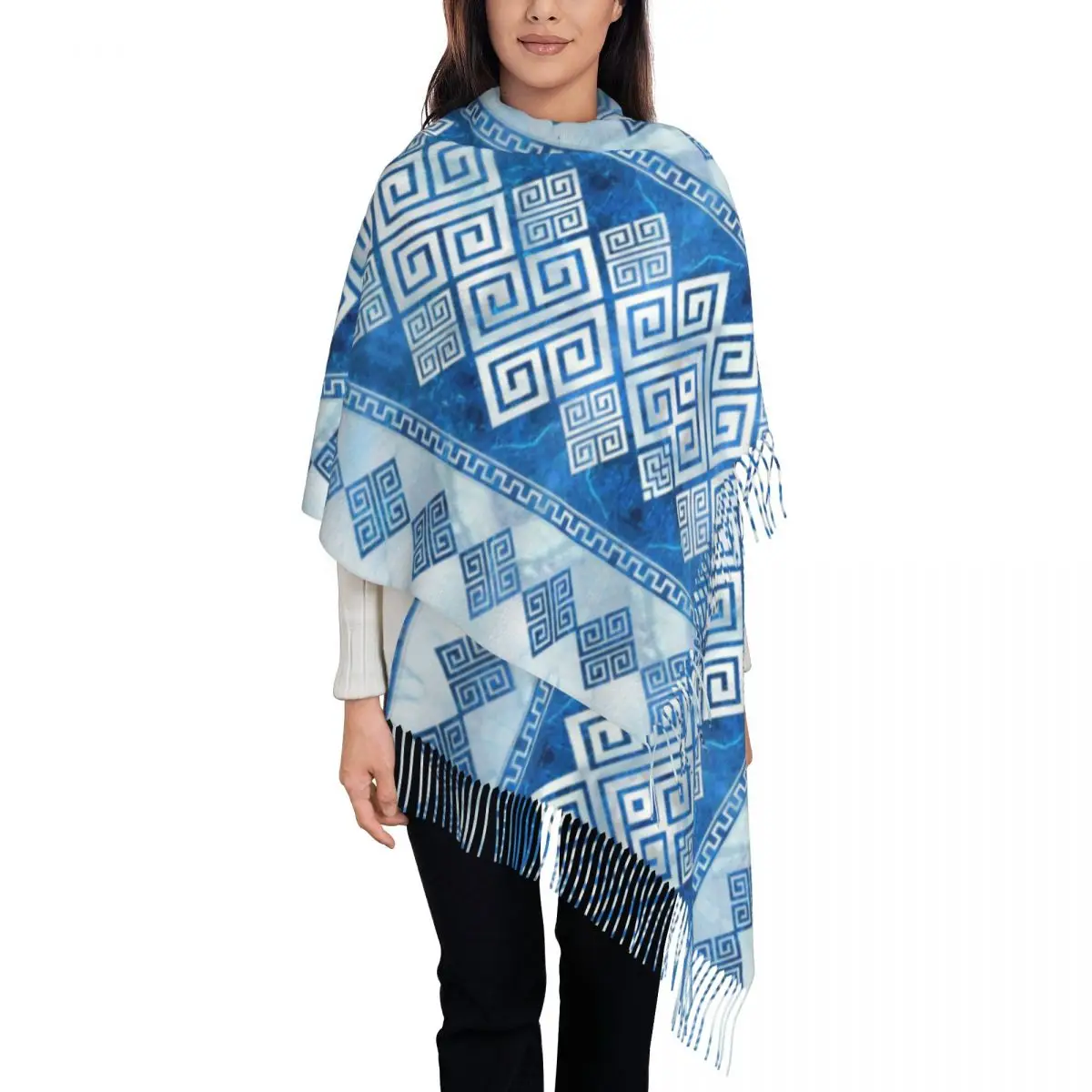 Fashion Greek Meander Tassel Scarf Women Winter Fall Warm Shawls Wraps Ladies Greek Key Blue Gemstone And Pearl Scarves
Fashion Greek Meander Tassel Scarf Women Winter Fall Warm Shawls Wraps Ladies Greek Key Blue Gemstone And Pearl Scarves