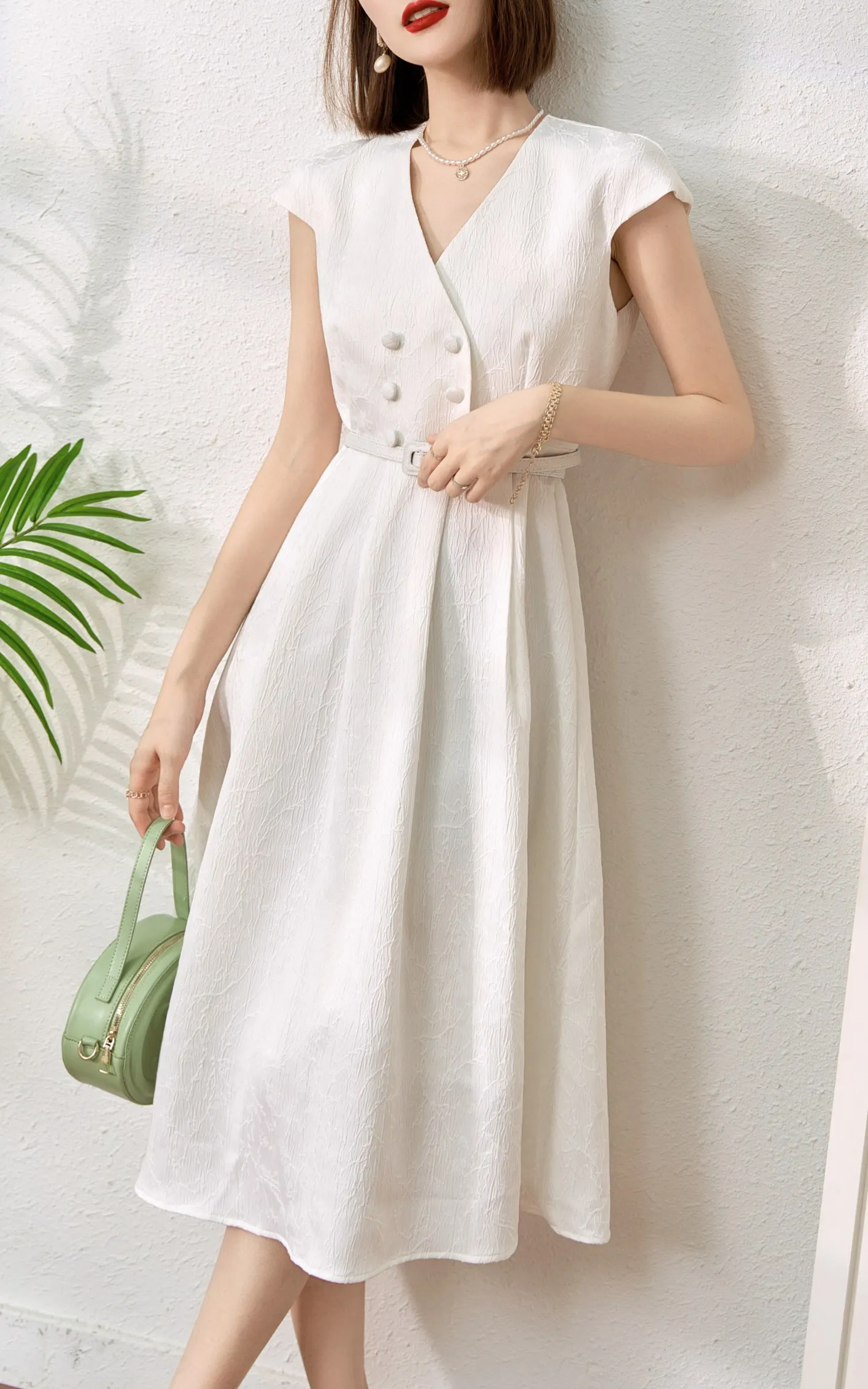 New women's clothing for spring and summer 2023 V-neck Double Breasted Belt Waist Jacquard Sleeveless Dress 0510
New women's clothing for spring and summer 2023 V-neck Double Breasted Belt Waist Jacquard Sleeveless Dress 0510