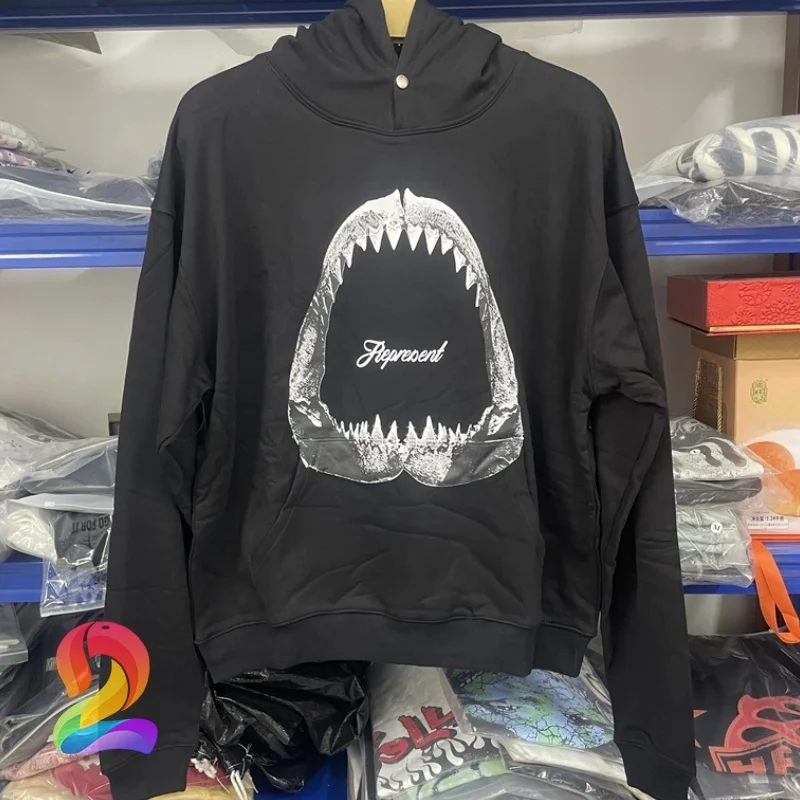 

Shark Tooth Print Printing REP Hoodie for Men's Pullover Women Comfy Have Pocket Hoody Hooded Sweatshirt