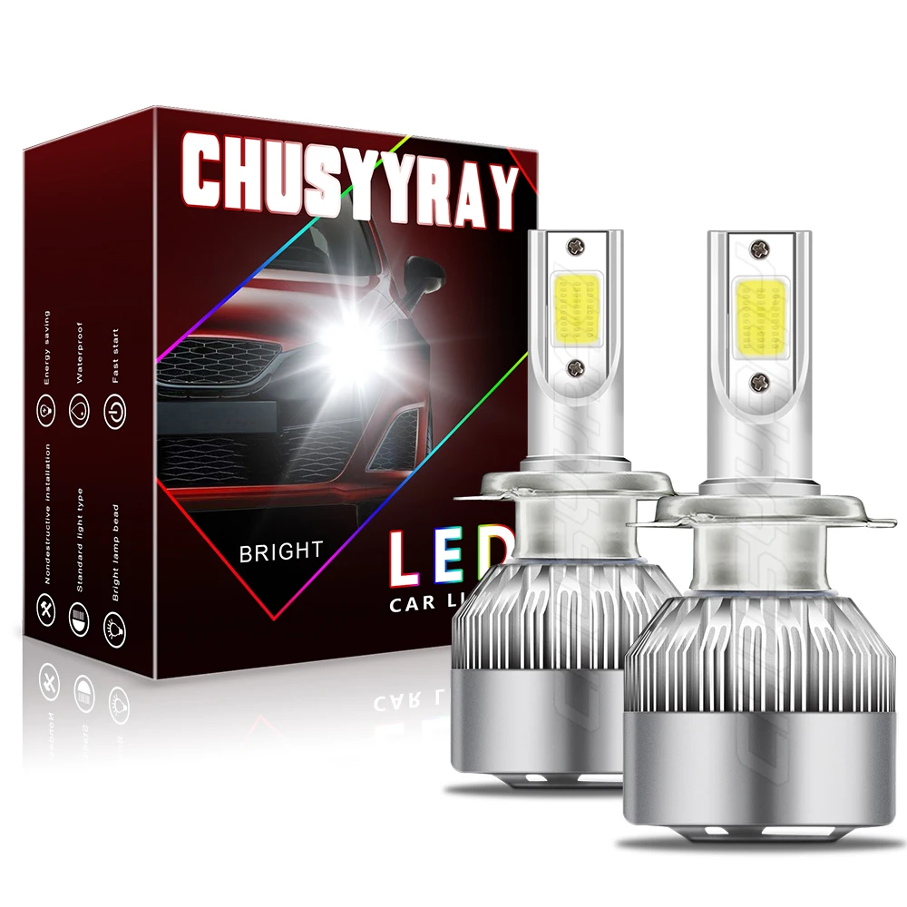 

CHUSYYRAY 2PCS Car lights 2588-H7 Super Bright LED Headlights High Low Beam Fog Light Bulb White 6000K Minisize