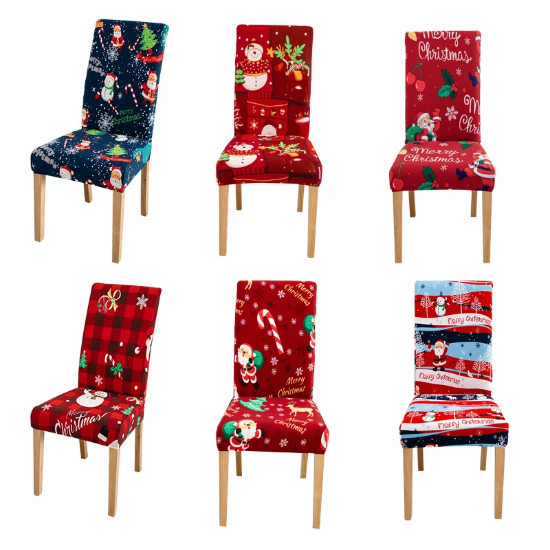 

Эластичный съемный моющийся чехол для стула, чехол для стула в рождественском стиле, чехлы на сиденья обеденного стула с принтом Санты, чехол на сиденье