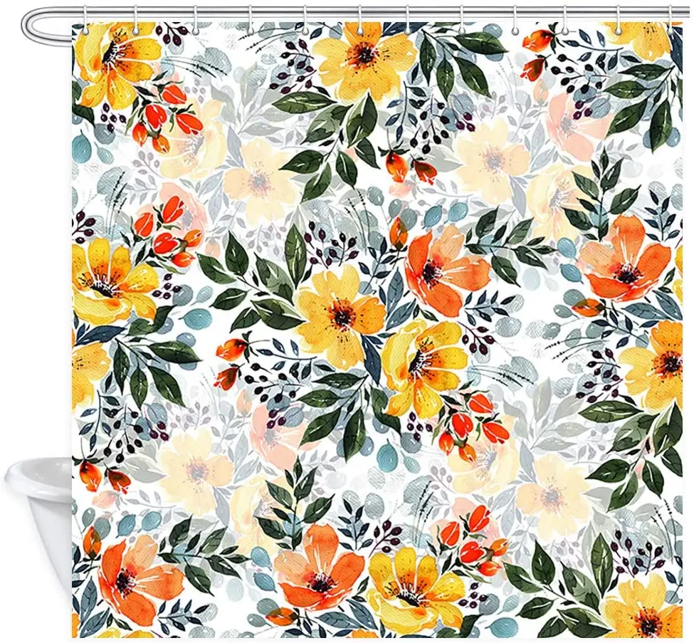 Watercolor Floral Shower Curtain Yellow Flower Seamless Bathroom Curtains Polyester Fabric Waterproof Bath Decor Hooks Included
Watercolor Floral Shower Curtain Yellow Flower Seamless Bathroom Curtains Polyester Fabric Waterproof Bath Decor Hooks Included