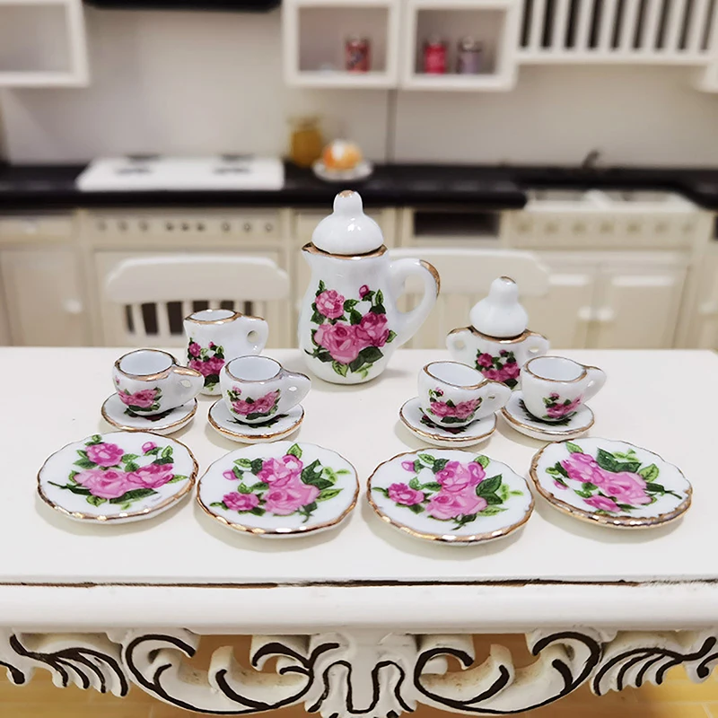 

1 Набор 1:12 Миниатюрный фарфоровый керамический чайный набор для кукольного домика посуда кухонный кукольный домик Чайник игрушки «сделай сам»