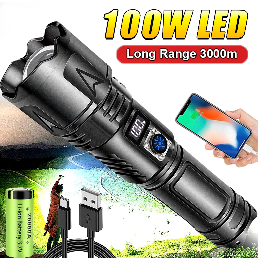 

High Power Led Flashlights High Lumens Rechargeable Super Bright Flashlight Ultra Powerful Torch Lamp Strong Tactical Lantern