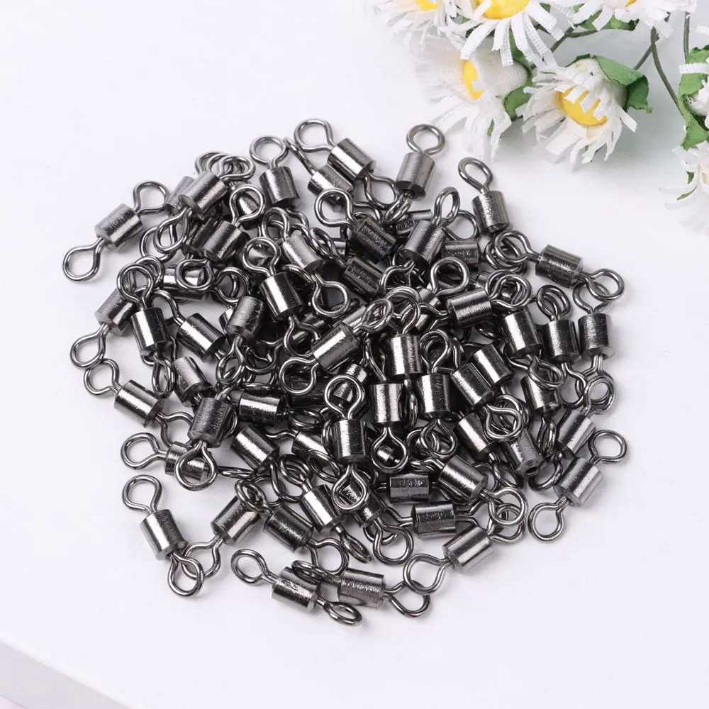 

100pcs/lot Ball Bearing Swivel Solid Rings Fishing Connector 1# -10# Round 8 Shape Eye Rolling Swivels Carp Fishing Accessories