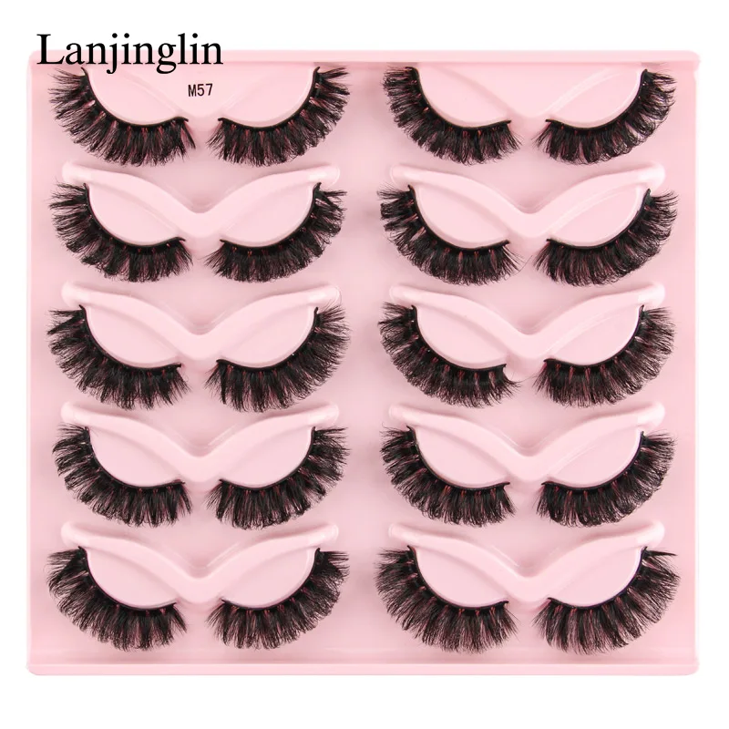 Lanjinglin 3/5/10 Pairs Cat Eye Lashes Soft Natural Look False Eyelashes Mink Eyelashes Hot Selling 3D Curly Eyelashes Makeup 23 S4e50568a40bc4a31aabdec9b4900c969R