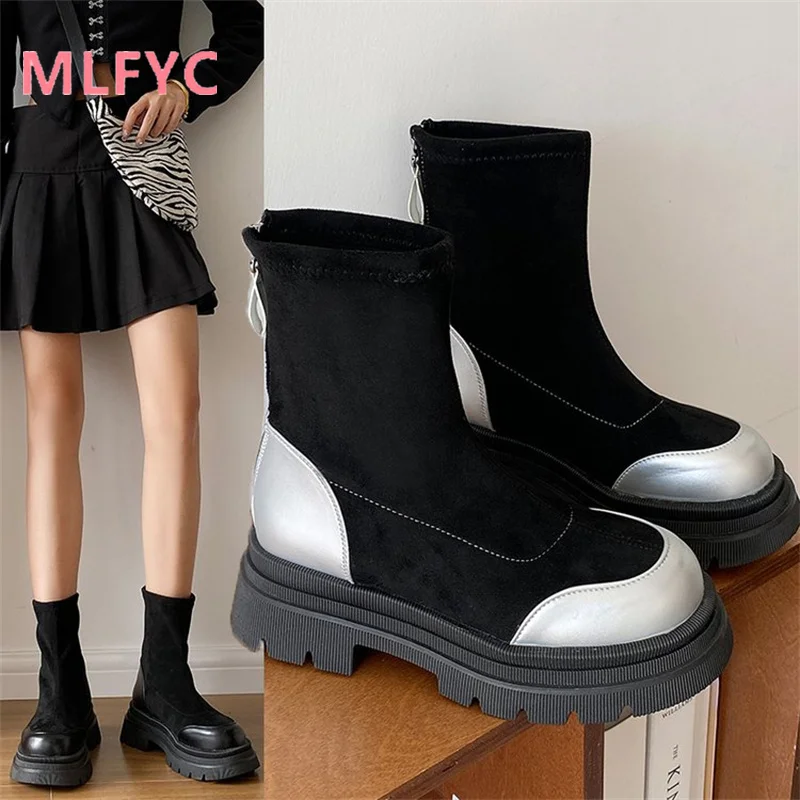 Винтажные короткие ботинки на Высоком толстом каблуке, новинка осень/зима 2023, эластичные ботинки на толстой подошве, универсальные повседневные ботинки 
Винтажные короткие ботинки на Высоком толстом каблуке, новинка осень/зима 2023, эластичные ботинки на толстой подошве, универсальные повседневные ботинки