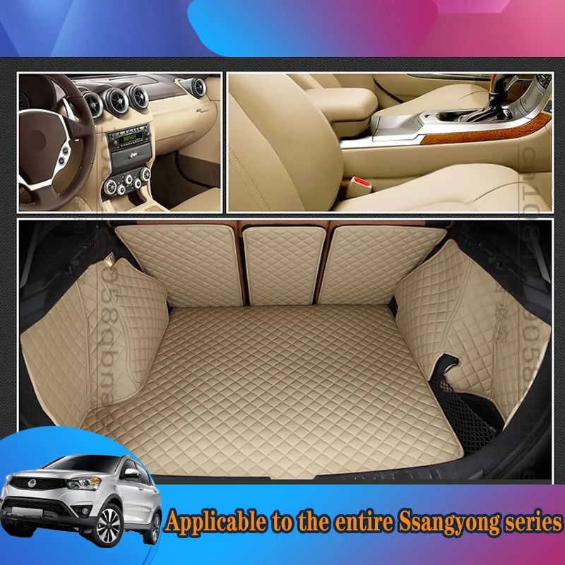 

WZBWZX Luxury Custom Diamond Leather Car Trunk Mat For Ssangyong All Models Rodius kyron ActYon Rexton Korando Car Accessories