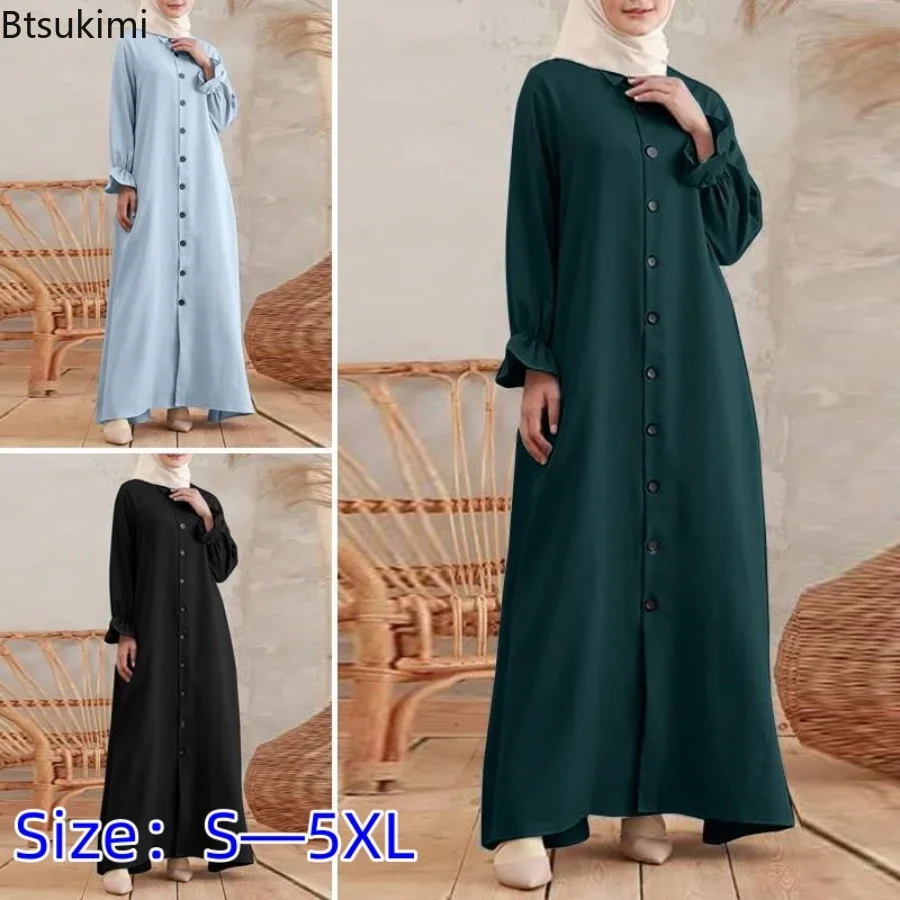 New 2024 Women's Muslim Vintage Dress Solid Muslim Women Abaya Shirt Collar Single Breasted Casual Islam Robe Saudi Arabia Femme
New 2024 Women's Muslim Vintage Dress Solid Muslim Women Abaya Shirt Collar Single Breasted Casual Islam Robe Saudi Arabia Femme