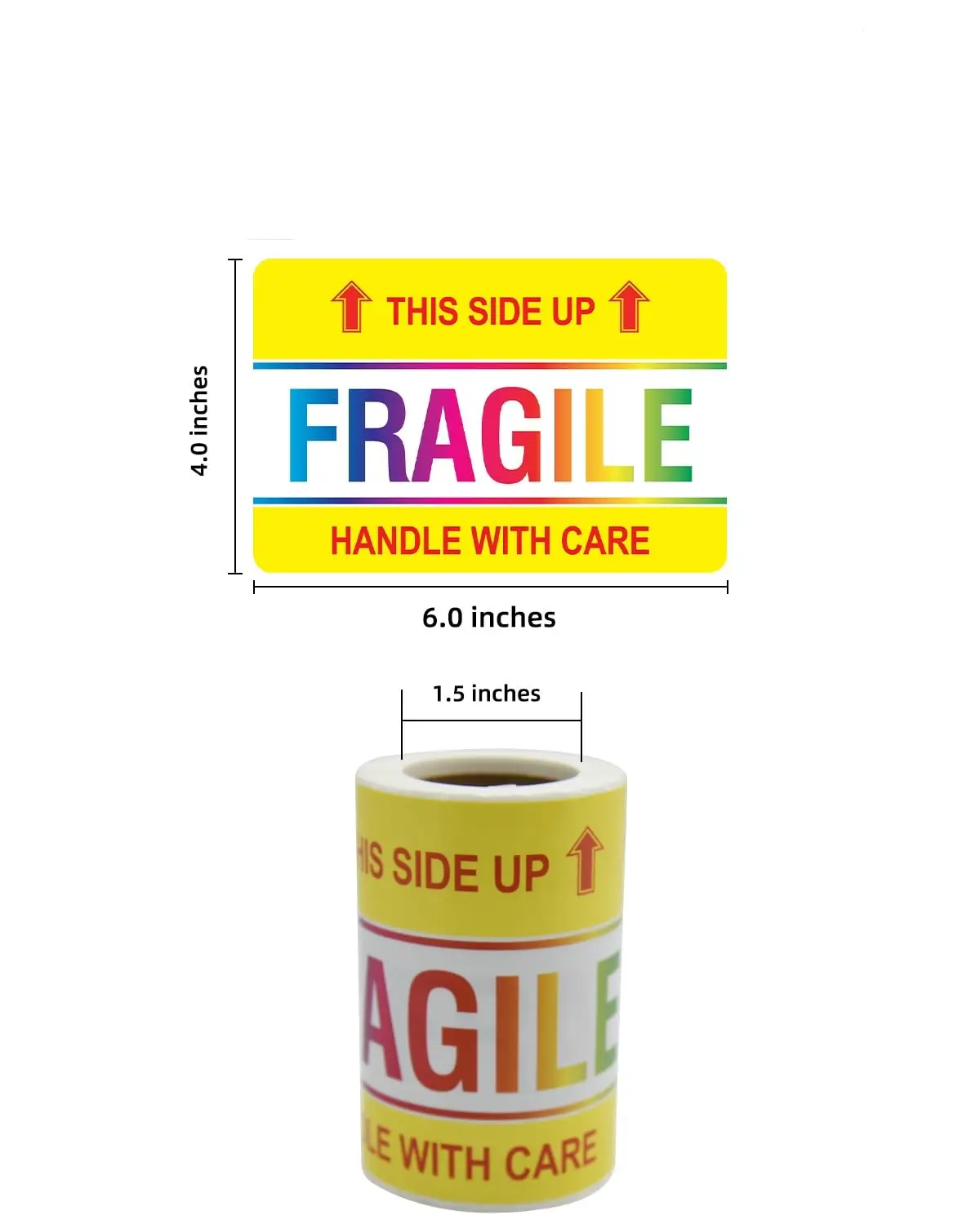 

4 "x 6" Fragile Stickers for Transportation and Movement. Handle 100 Large Labels with Care. Strong Adhesive. Thank You for Warn