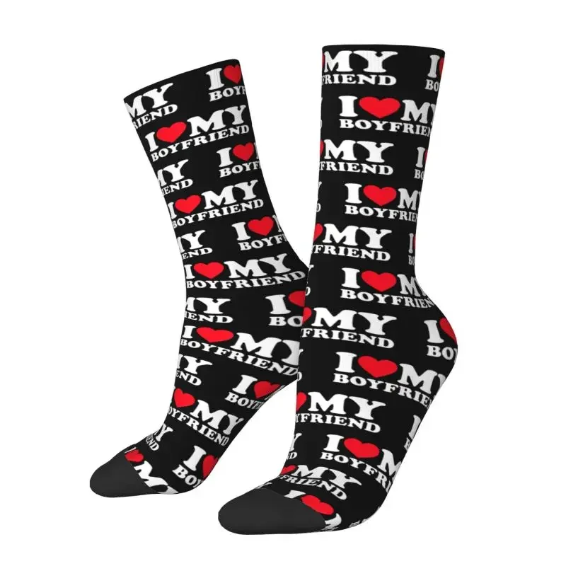 

Fun Printing I Love My Boyfriend Socks for Men Women Stretch Summer Autumn Winter Crew Socks