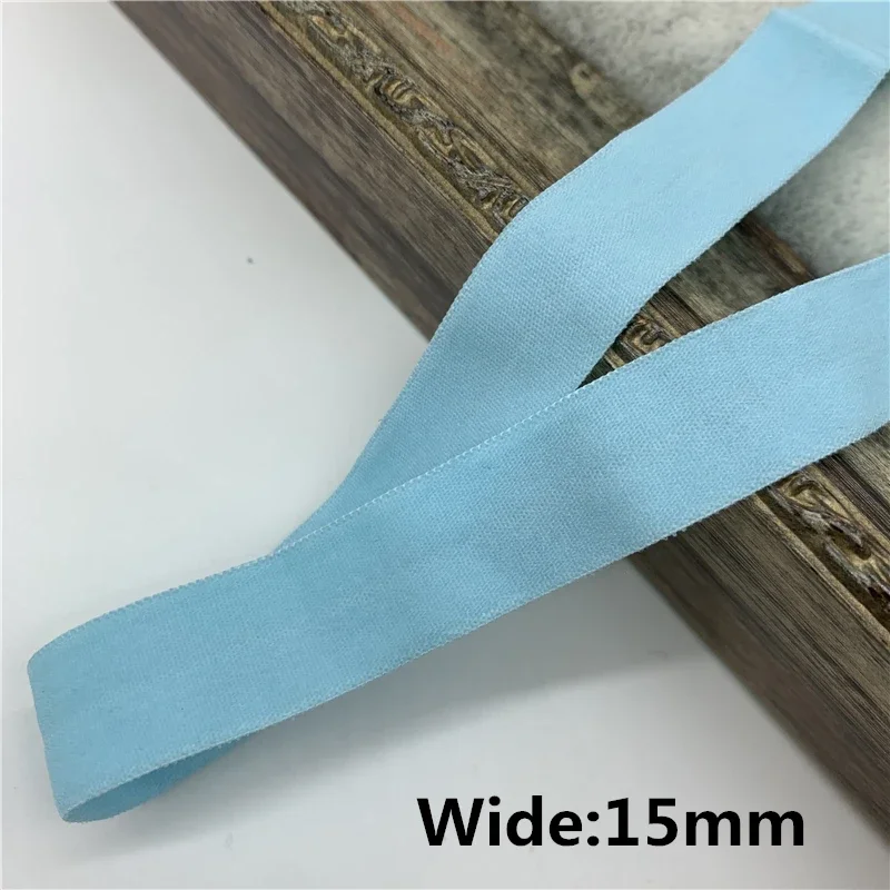 

10/15/20/25mm 5yards SkyBlue Elastic Ribbon Fold Over Spandex Elastic Band For Sewing Lace Trim Waist Band Garment Accessory