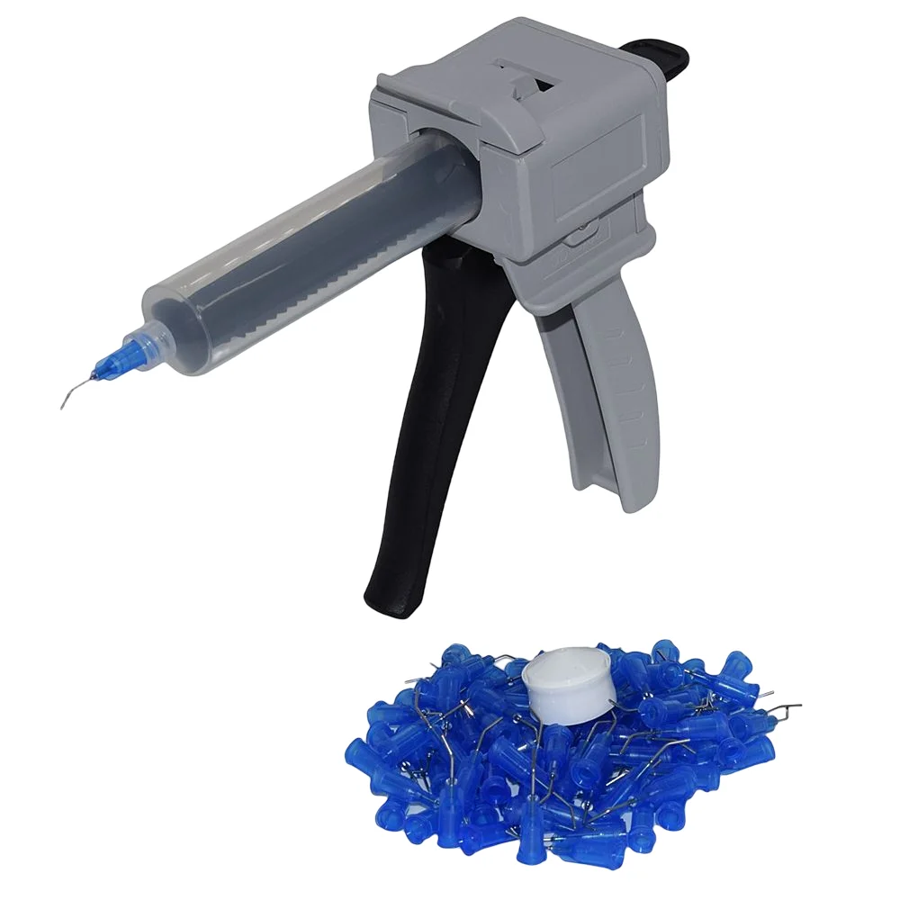 

30ml Glue Guns UV Glues Caulking Gun 30cc Glue Dispenser Syringes Barrel with 100pcs 22G Bent Needles Tapered Dispensing Tips