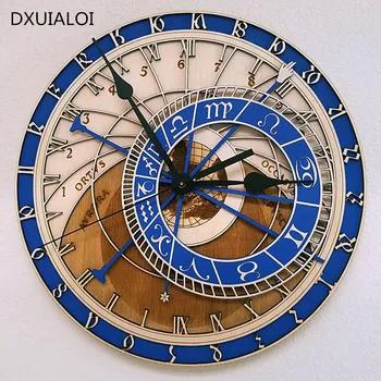 프라하 천문 시계, 크리에이티브 거실 벽시계, 석영 시계, 12 별자리 큰 벽시계, 예술 시계 선물