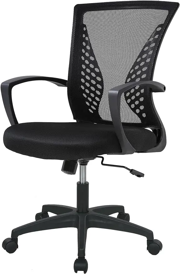 

Home Office Chair Mid Back PC Swivel Lumbar Support Adjustable Desk Task Computer Ergonomic Comfortable Mesh Chair with Armrest