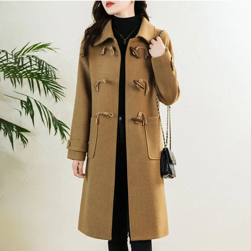 Casual Woolen Jacket Women's Overcoat Fashion Loose Long Korean Wool Windbreaker 2023 Autumn Winter New Horn Button Woolen Coat
Casual Woolen Jacket Women's Overcoat Fashion Loose Long Korean Wool Windbreaker 2023 Autumn Winter New Horn Button Woolen Coat