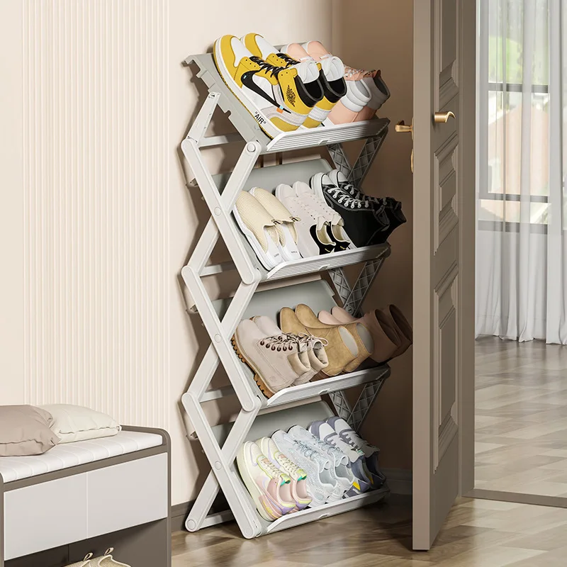 

Multi-Layer Space Saving Simple Shoe Rack Dormitory Multi-Functional Storage Shelf Folding Shoe Cabinet At Home Door Slit Rack