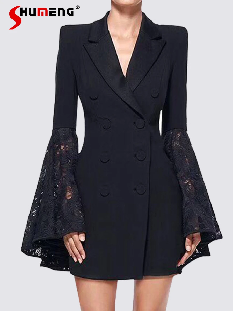 Fashionable 2024 Spring New Lace Stitching Women's Black Small Suit Jacket Long Sleeve Solid Color Slimming Women's Suit
Fashionable 2024 Spring New Lace Stitching Women's Black Small Suit Jacket Long Sleeve Solid Color Slimming Women's Suit