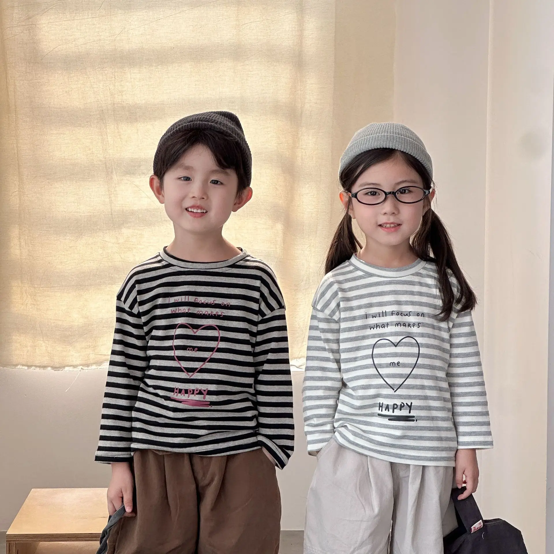 2025 Autumn New Children Long Sleeve T Shirts Cotton Girls Loose Striped Bottoming Shirt Boys Versatile Casual Tops Kids Clothes 13 S4e617b75b4904d44ae6134fc7b192927e