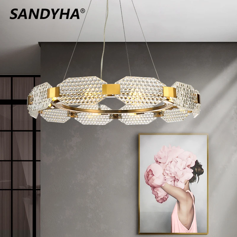 SANDYHA Modern Luxury Chandelier New Simple Creative Glass Ring Led Lamp for Dining Living Room Bedroom Home Decor Pendant Light
SANDYHA Modern Luxury Chandelier New Simple Creative Glass Ring Led Lamp for Dining Living Room Bedroom Home Decor Pendant Light