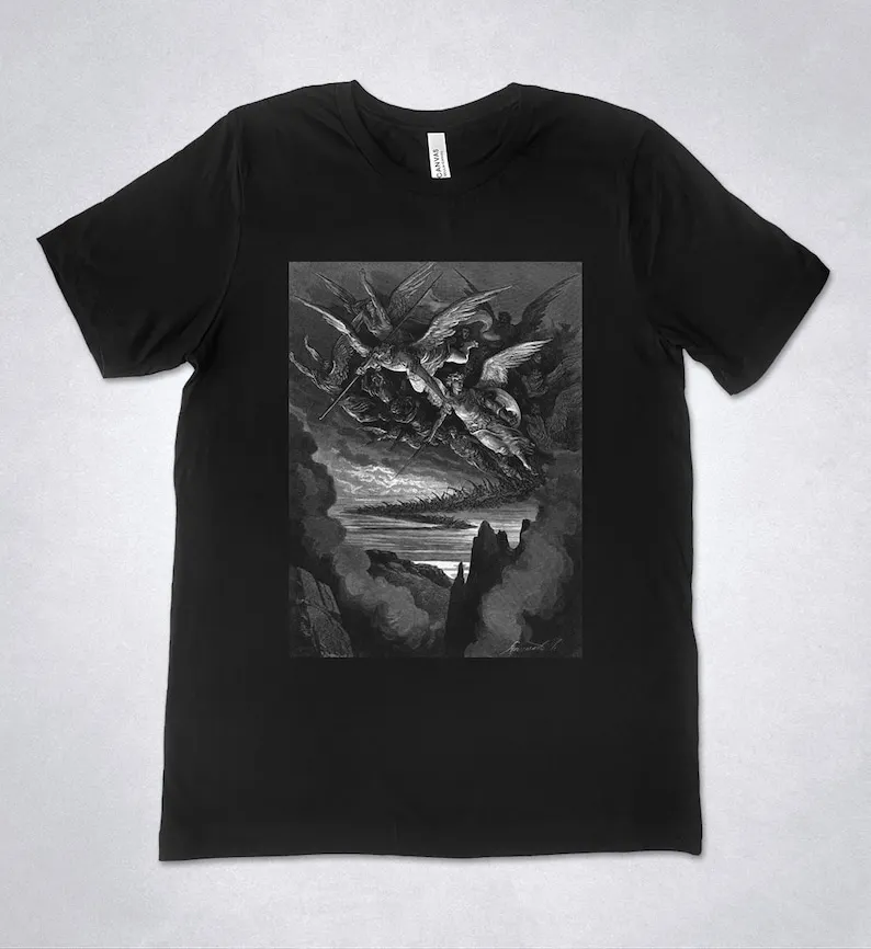 GUSTAVE DORE t-shirt, Gustave Dore Illustration, John Milton - Paradise Lost, Gustave Dore engraving, Angels in the Sky
GUSTAVE DORE t-shirt, Gustave Dore Illustration, John Milton - Paradise Lost, Gustave Dore engraving, Angels in the Sky