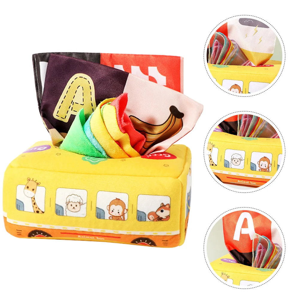 

Коробка для салфеток в автобусе, Детские принадлежности, салфетки, детская игрушка Монтессори, сенсорные игрушки для нерастворимой туалетной бумаги, высокая контрастность, для детей