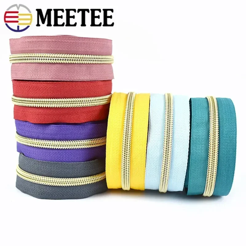 5/10/20M Meetee 5# Nylon Zippers Tape Decor Roll Zipper Clothes Bag Golden Teeth Zip Repair Kit DIY Sewing Material Accessories
5/10/20M Meetee 5# Nylon Zippers Tape Decor Roll Zipper Clothes Bag Golden Teeth Zip Repair Kit DIY Sewing Material Accessories