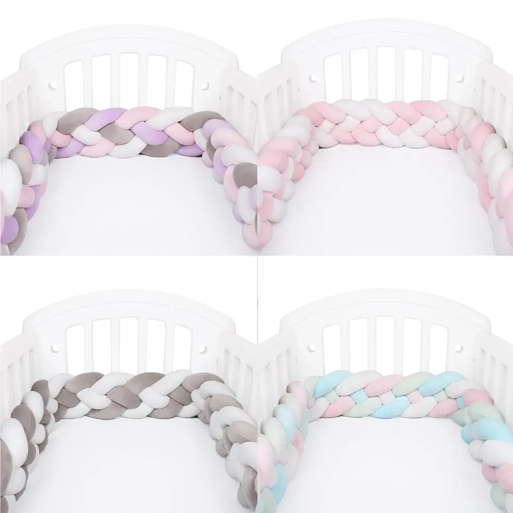 

Baby Bed Bumper Toddler Newborn Crib Arm Head Anti-collision Protector Nursery Bedroom Pillow Braid Knot Cushion 180cm