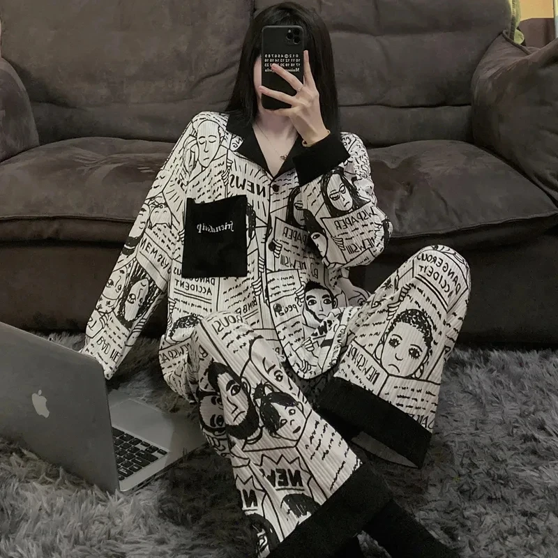 Женский весенний пижамный комплект размера плюс 5XL 150 кг, одежда для сна с мультяшным принтом, домашняя одежда, Женское ночное белье большого размера
Женский весенний пижамный комплект размера плюс 5XL 150 кг, одежда для сна с мультяшным принтом, домашняя одежда, Женское ночное белье большого размера