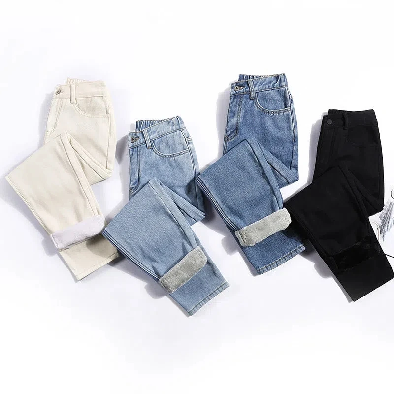Winter Warm Vaqueros Classic Ankle Length Denim Pant Plus Velvet Thick Casual Straight Jeans Women Streetwear Elastic High Waist
Winter Warm Vaqueros Classic Ankle Length Denim Pant Plus Velvet Thick Casual Straight Jeans Women Streetwear Elastic High Waist