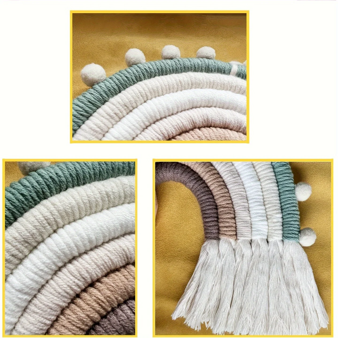 Colorful Rainbow Macramé Wall Hanging - Boho Chic Bedroom Decor with Pom Poms 7 S4e6c7dfd200c4c9bbbbd8f9a27a071eee