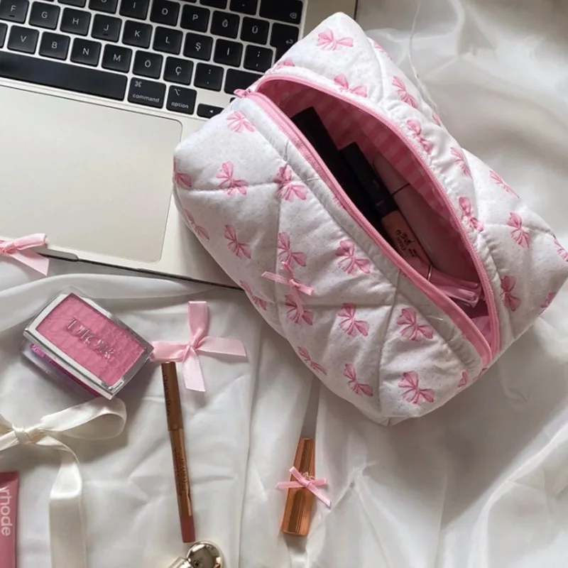 

MIROSIE-Bow Cosmetic Bag, Pink Flower, Makeup Organizer, Skincare, Perfect Gift, Washing Bag for Travel, Cosmetics Storage Bag