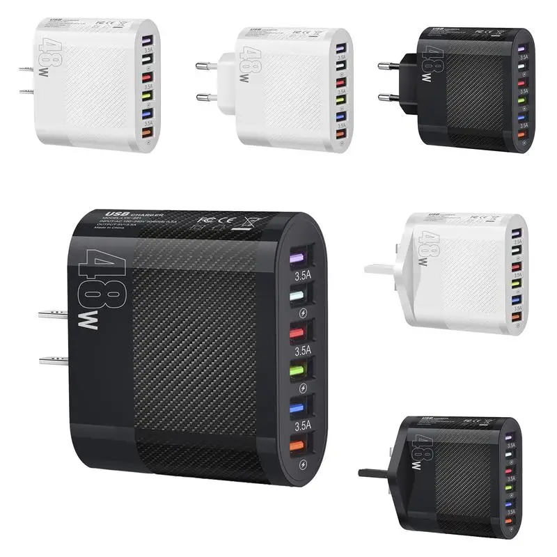 

48W USB Charger Multi Ports Charging Station GaN Fast Charge Desktop QC3.0 PD USB Power Adapter Travel Adapter USB Charger Block