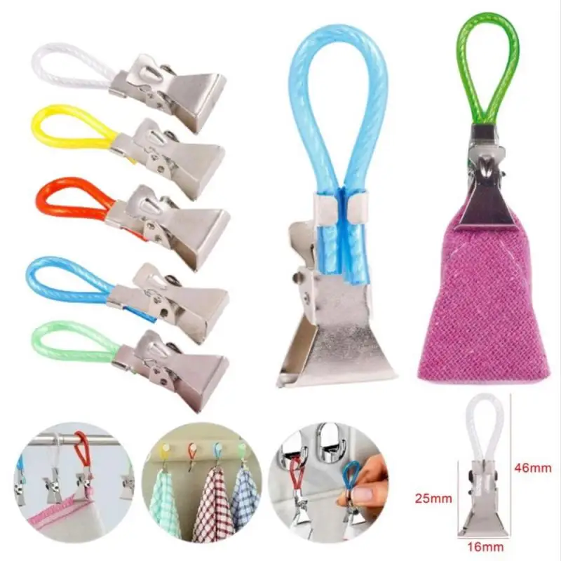 

20Pcs Tea Towel Hand Towel Hangers Hanging Clothes Pegs Clip On Hooks Loops Clip Hook Kitchen Bathroom Tool Random Colors