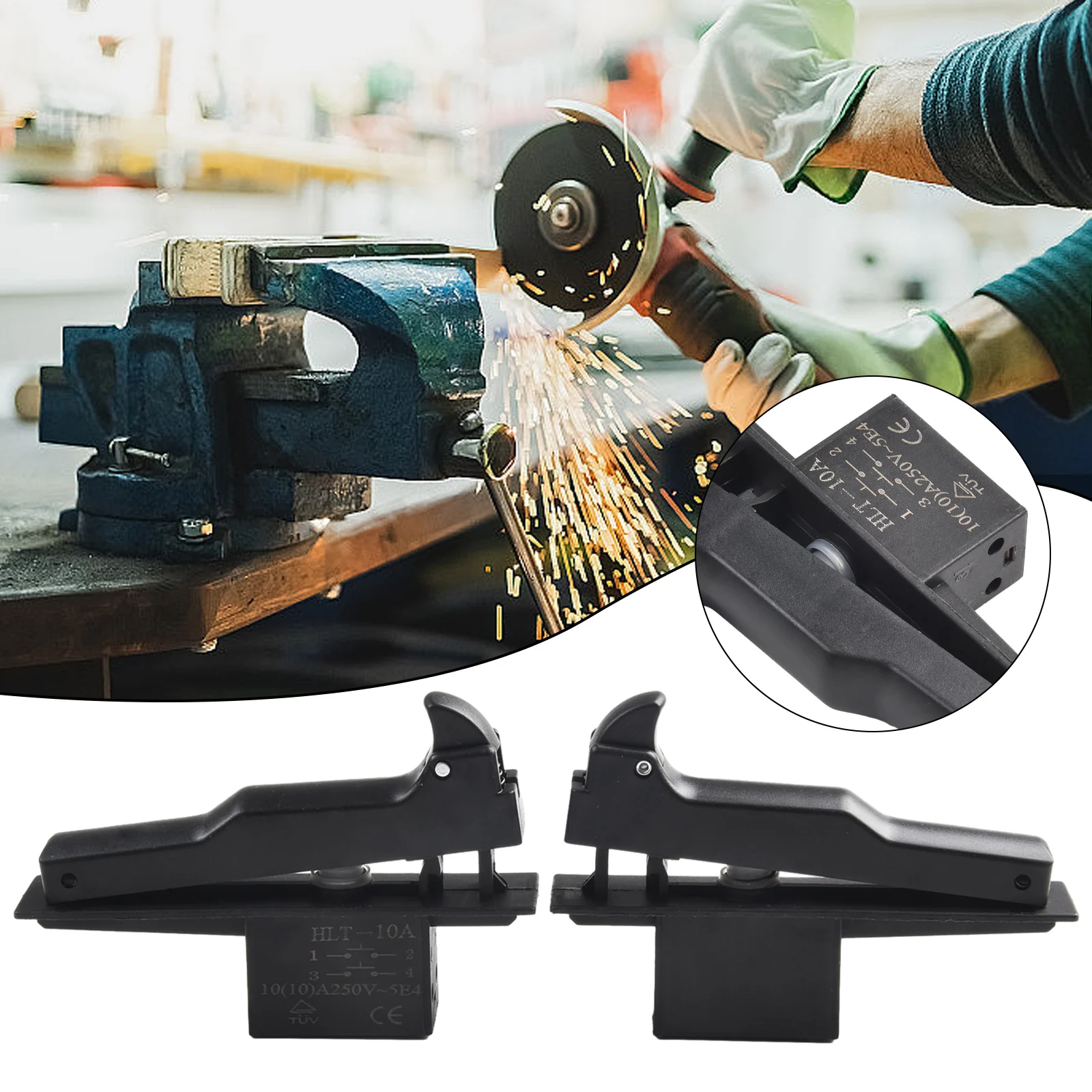 2pcs Lock On Trigger Switch For 150 Angle Grinder Electric Power Tools Accessories Replacement High Quality Durable
2pcs Lock On Trigger Switch For 150 Angle Grinder Electric Power Tools Accessories Replacement High Quality Durable