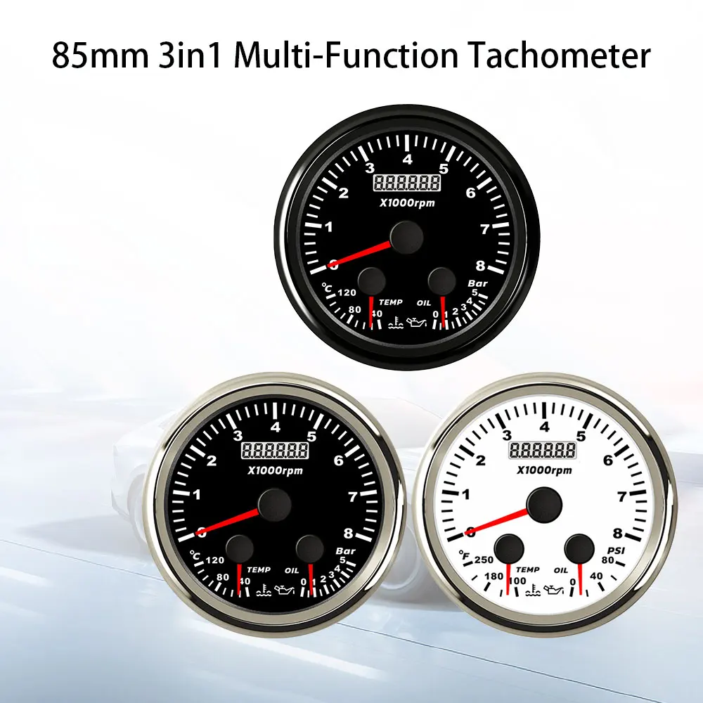 RHAXEL 85mm 3 in 1 Multi-Function Tachometer Water Temp Oil Pressure Guage with Red Backlight for Auto Car Boat Truck Universal
RHAXEL 85mm 3 in 1 Multi-Function Tachometer Water Temp Oil Pressure Guage with Red Backlight for Auto Car Boat Truck Universal