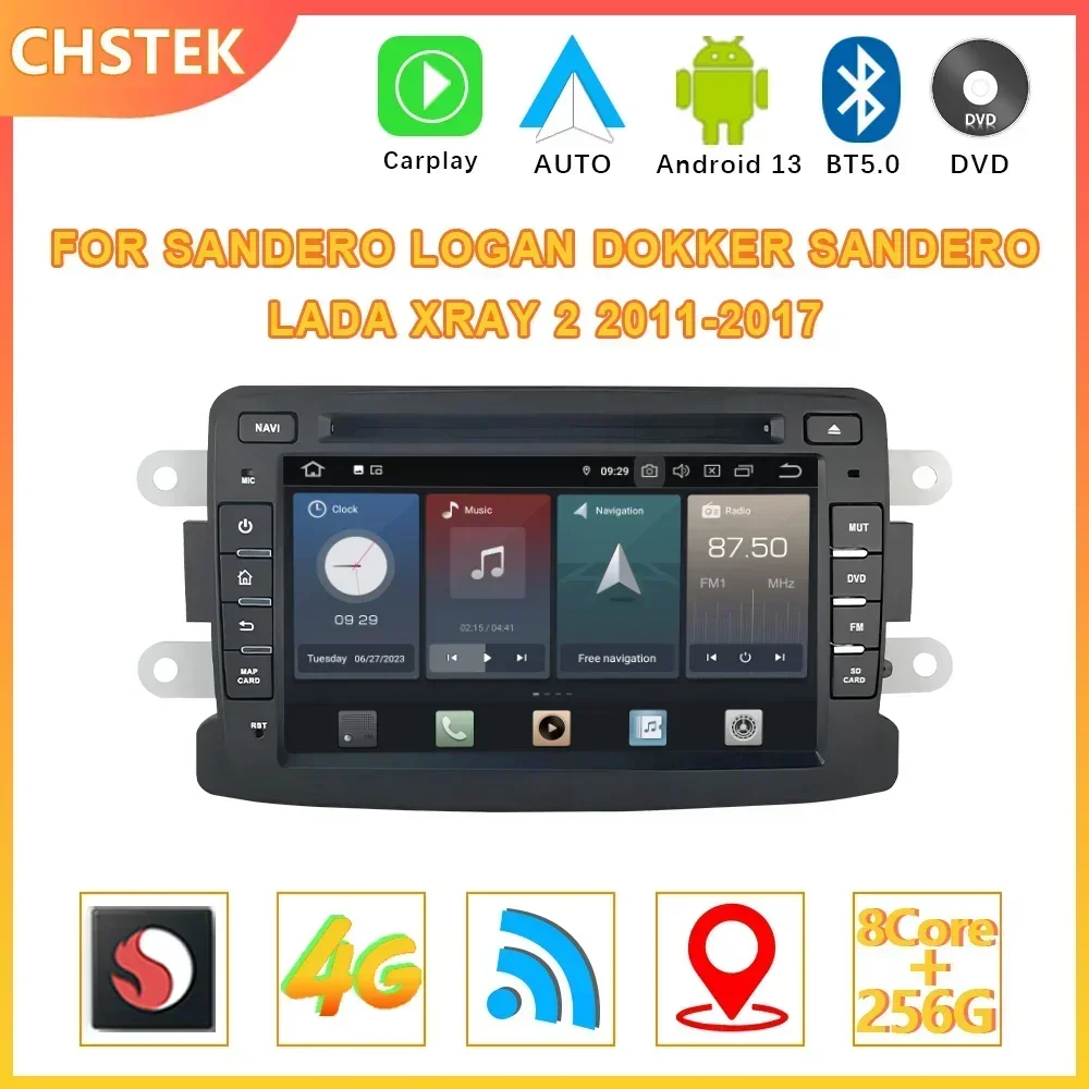 CHSTEK Qualcomm Android Car Radio For Sandero Logan Dokker Sandero Lada Xray 2 2011-2017 Bluetooth DVD CarPlay WIFI 4G Autoradio 
CHSTEK Qualcomm Android Car Radio For Sandero Logan Dokker Sandero Lada Xray 2 2011-2017 Bluetooth DVD CarPlay WIFI 4G Autoradio