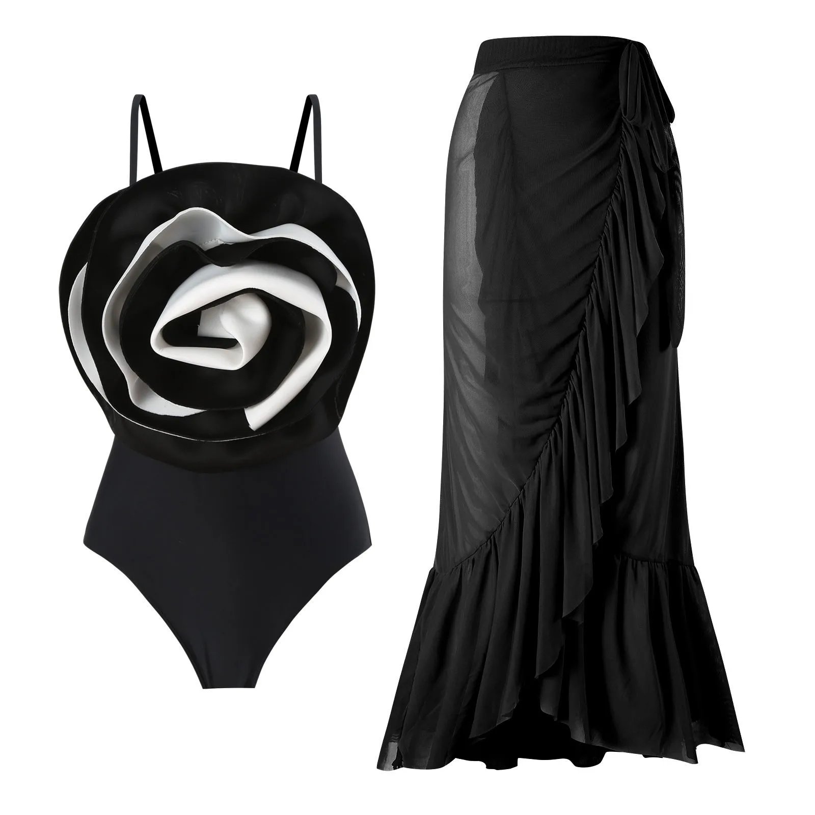 

Women's Sexy Slim Fit Two-Piece With Printed Swimsuit Long Skirt Set купальники женские 수영복 여자 Traje baño mujer Biquínis