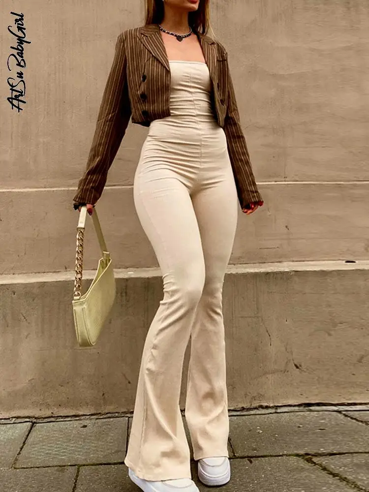 Backless Jumpsuit Women Strapless One Piece Bodysuit High Waist Flare Pants Bandage Playsuit Solid 90s Streetwear Romper
Backless Jumpsuit Women Strapless One Piece Bodysuit High Waist Flare Pants Bandage Playsuit Solid 90s Streetwear Romper