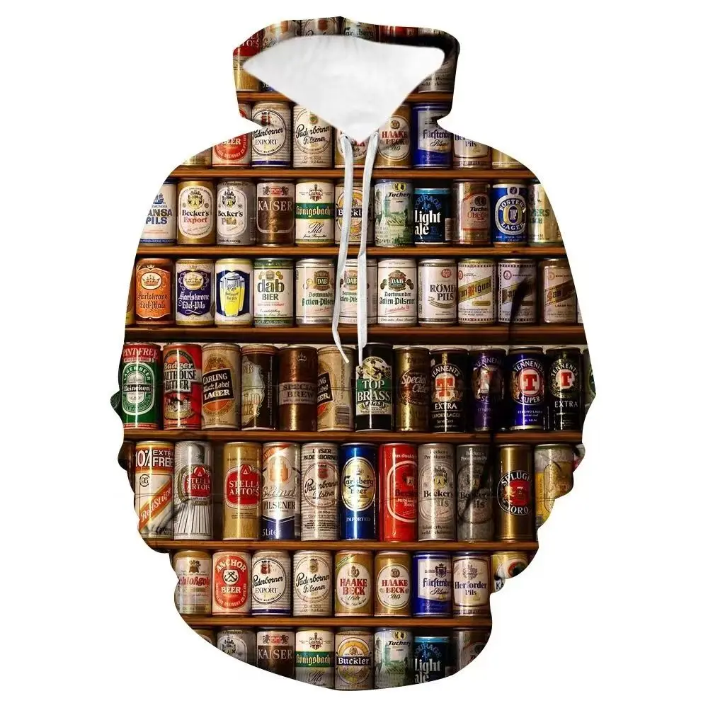 Autumn new beer bottle personality trend 3D digital printing sweater casual men's pullover hoodie
Autumn new beer bottle personality trend 3D digital printing sweater casual men's pullover hoodie